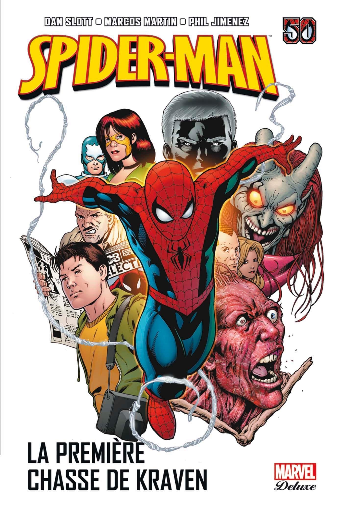 Première chasse de Kraven (La) - Série Spider-Man par Seth Meyers, Bill Hader, Bob Gale, Zeb Wells, Dan Slott, Marc Guggenheim, Amilton Santos, Serge LaPointe, Marlo Alquiza, Kevin Maguire, Mark Farmer, Marcos Martín, Mark Pennington, Andy Lanning, Pat Olliffe, Paulo Siqueira, Barry Kitson, Mike McKone et Phil Jimenez - Couverture