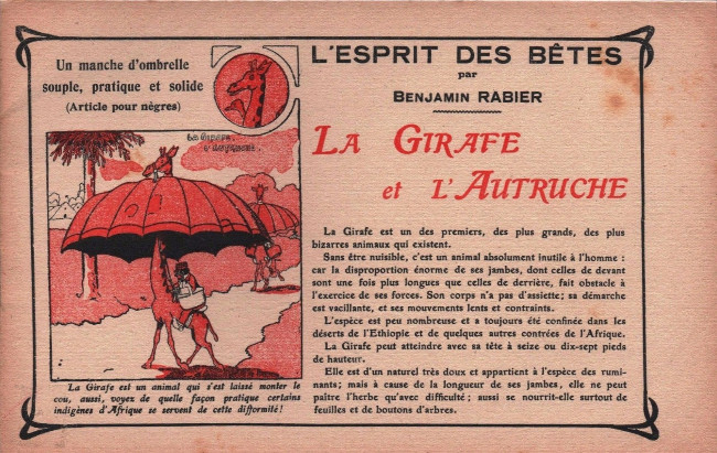 Girafe et l'autruche (La) - Série Esprit des bêtes (L') par Benjamin Rabier - Couverture