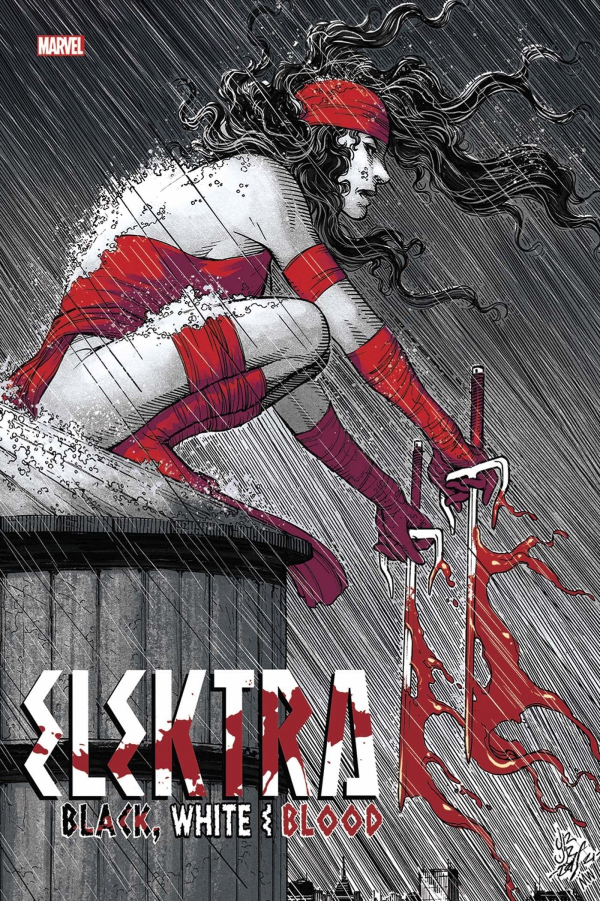 Black, White & Blood - Série Elektra par Charles Soule, Al Ewing, Peter David, Declan Shalvey, Peach Momoko, Leonardo Romero, Greg Smallwood, Mark Bagley et Greg Land - Couverture