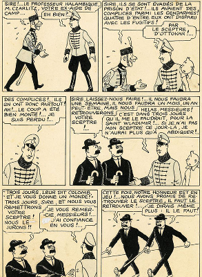 Une planche de Tintin cachée derrière un meuble