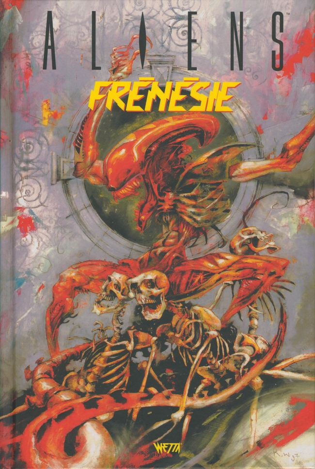 Frénésie - Série Aliens par Mark Schultz, Vania Zouravliov, Kellie Strom, Leif Jones, Joel Naprstek, Aidan Potts, John Pound, John K. Snyder III, Derek Thompson, Frank Teran, John J. Muth, Gary Gianni, Mark A. Nelson, Dave Taylor, Matt Brooker / D'Israeli, Jerry Bingham, Rebecca Guay, Arthur Adams, John Totleben, Dave Cooper, Kilian Plunkett, John Paul Leon, Kelley Jones, George Pratt, Sergio Aragones, Travis Charest, Brian Horton, Paul Lee, Mike Allred, John Stokes, Duncan Fegredo, Philip Craig Russell, Ron Randall, Geof Darrow, Peter Bagge, Tony Millionaire, Kevin Nowlan, Jay Stephens, Guy Davis, Sean Phillips, David Lloyd, Gene Ha, Igor Kordey et Moebius / Jean Giraud - Couverture