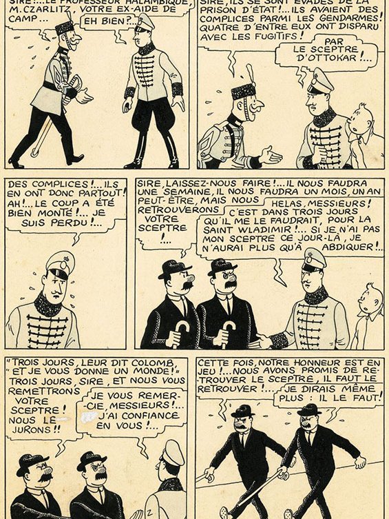 Une planche de Tintin cachée derrière un meuble