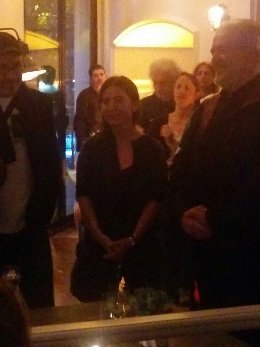De gauche à droite : Albert Uderzo, Jean-Yves Ferri, Anne Goscinny, Didier Conrad et un Romain