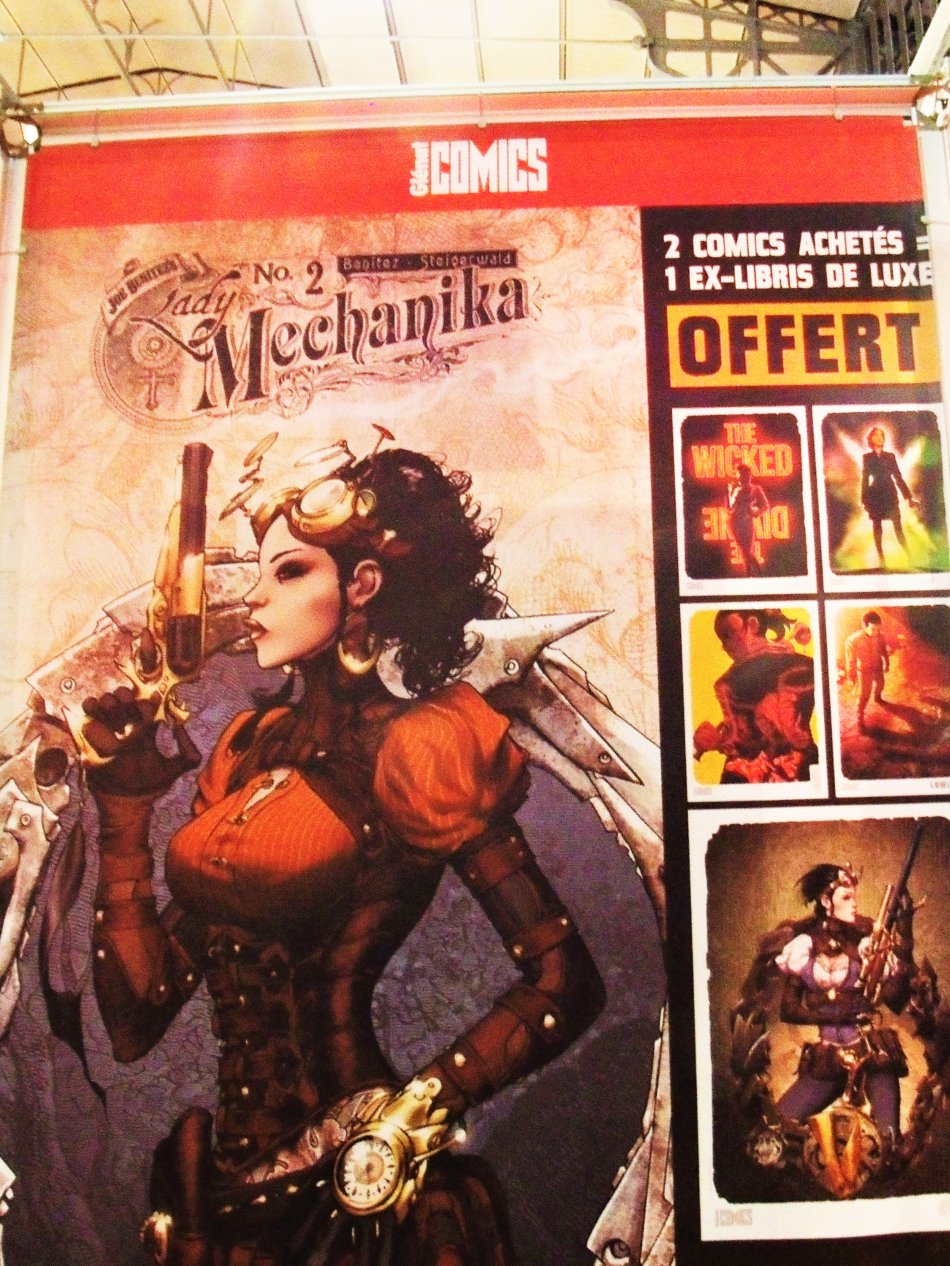 Le stand Glénat, aux couleurs de Lady Mechanika