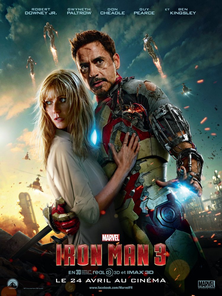 Iron Man 3 : Une nouvelle affiche avec Robert Downey Jr et Gwyneth Paltrow